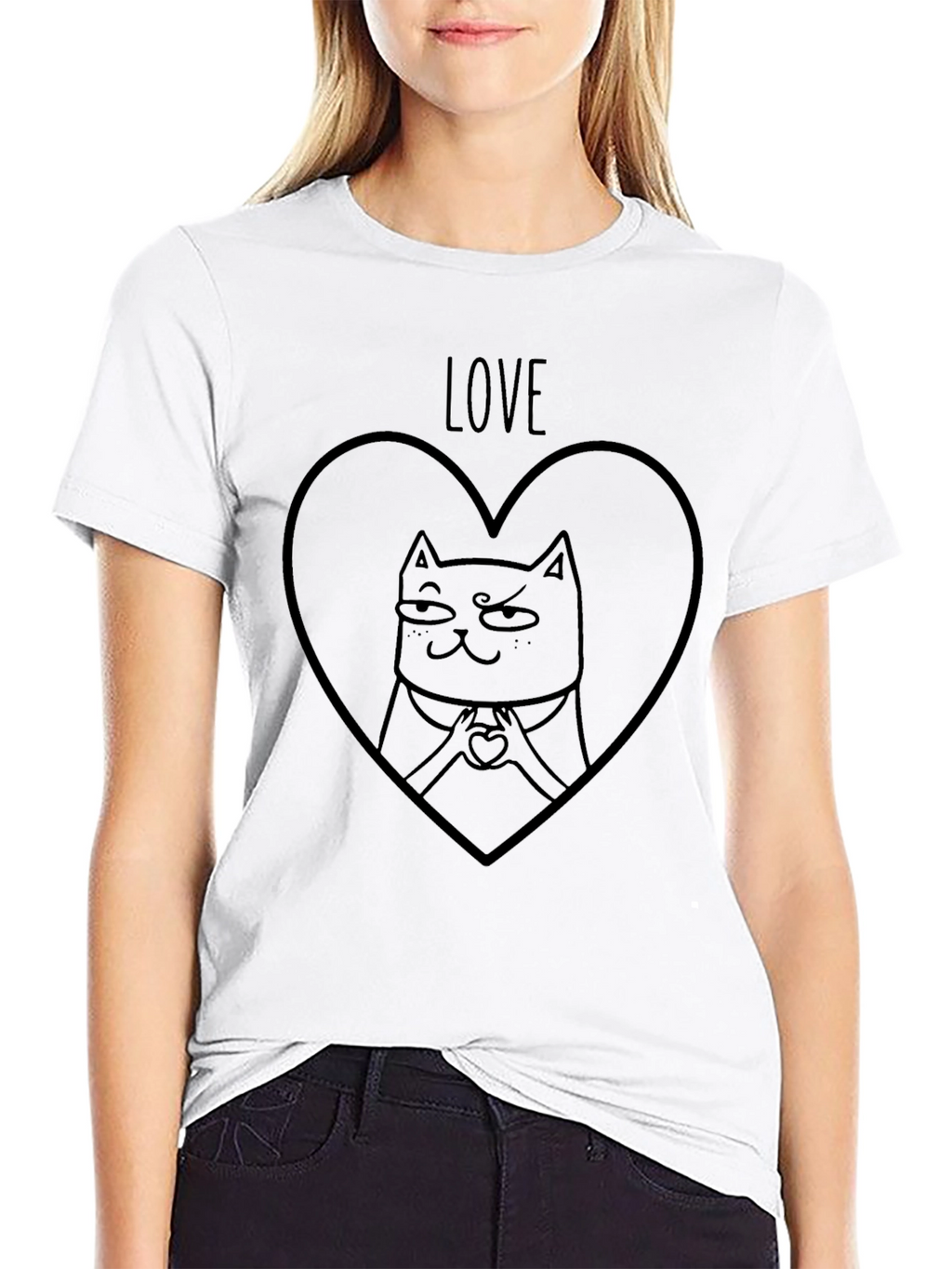 Love Cat Heart T-Shirt - Mens Graphic Tee