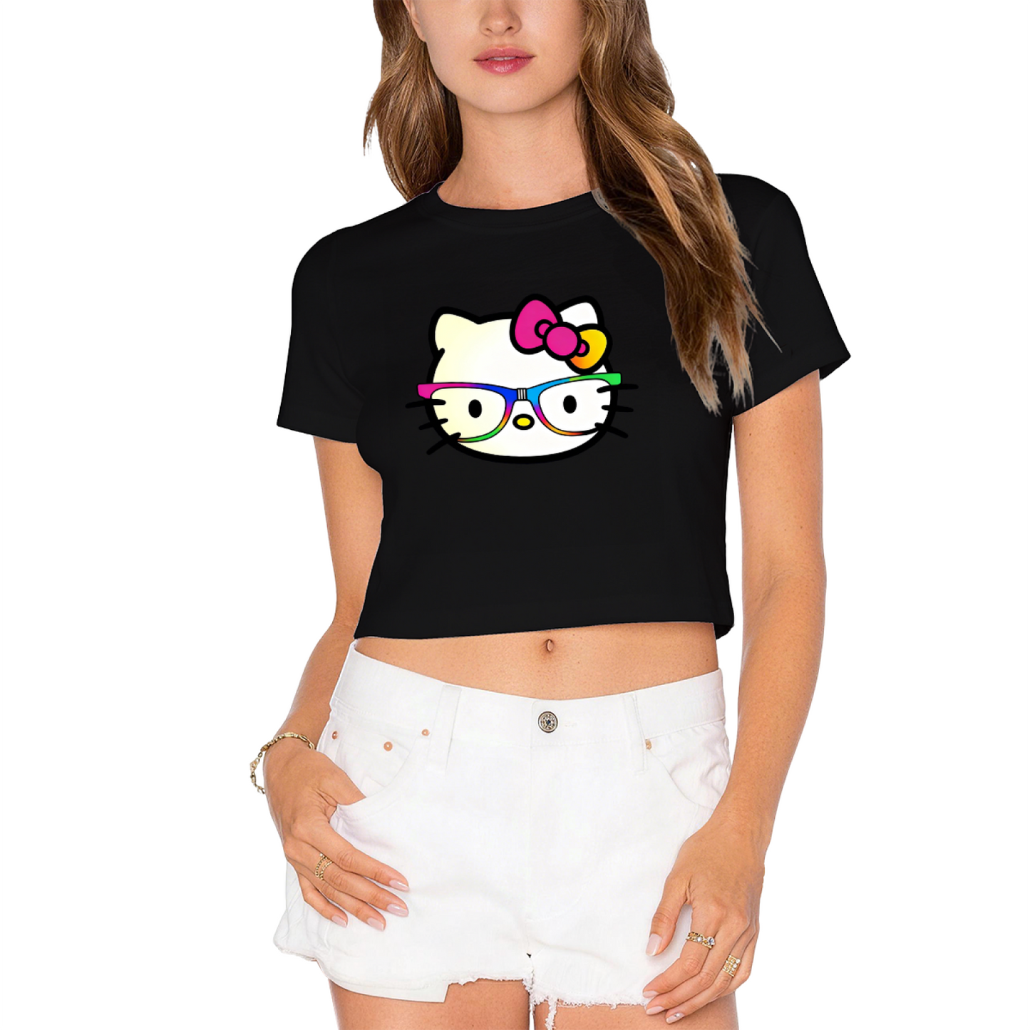 Art?Line Hello Kitty Vintage White Cropped Graphic Top