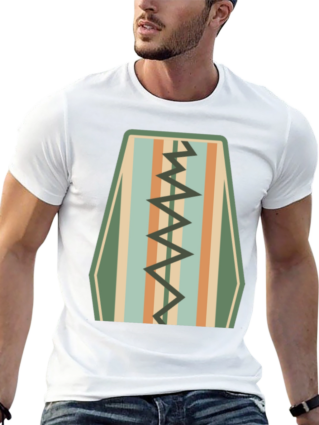 Retro Stripe Zigzag Graphic Tee - Cool Casual Style