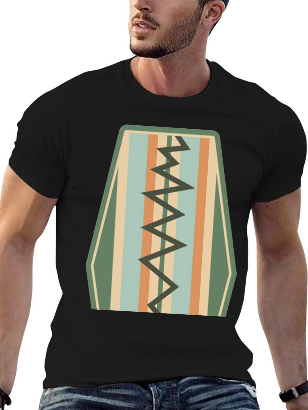 Retro Stripe Zigzag Graphic Tee - Cool Casual Style