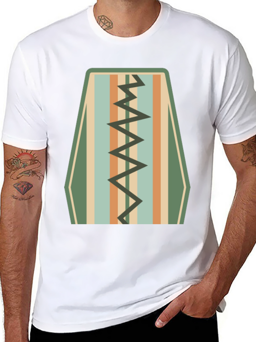 Retro Stripe Zigzag Graphic Tee - Cool Casual Style