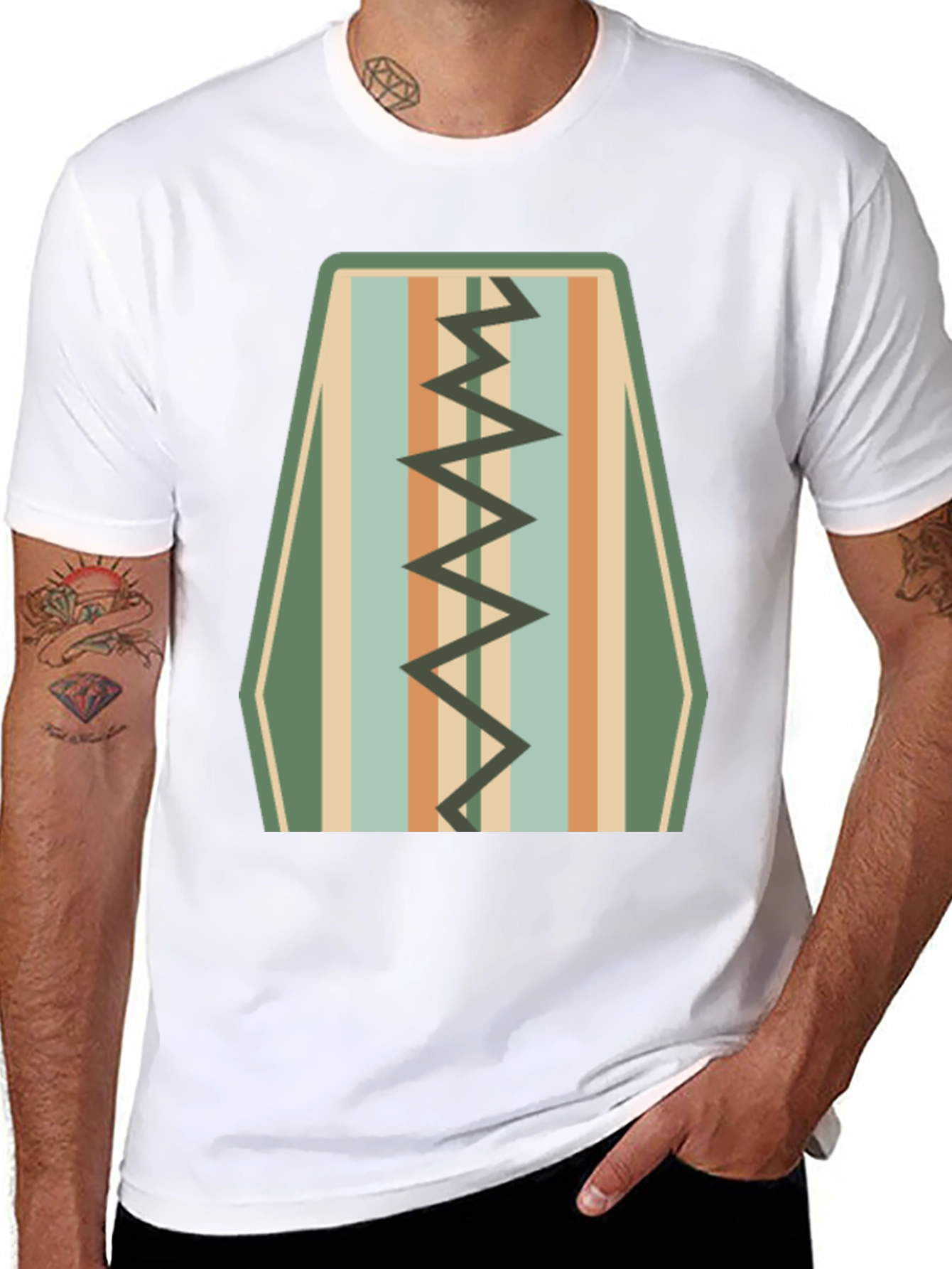 Retro Stripe Zigzag Graphic Tee - Cool Casual Style