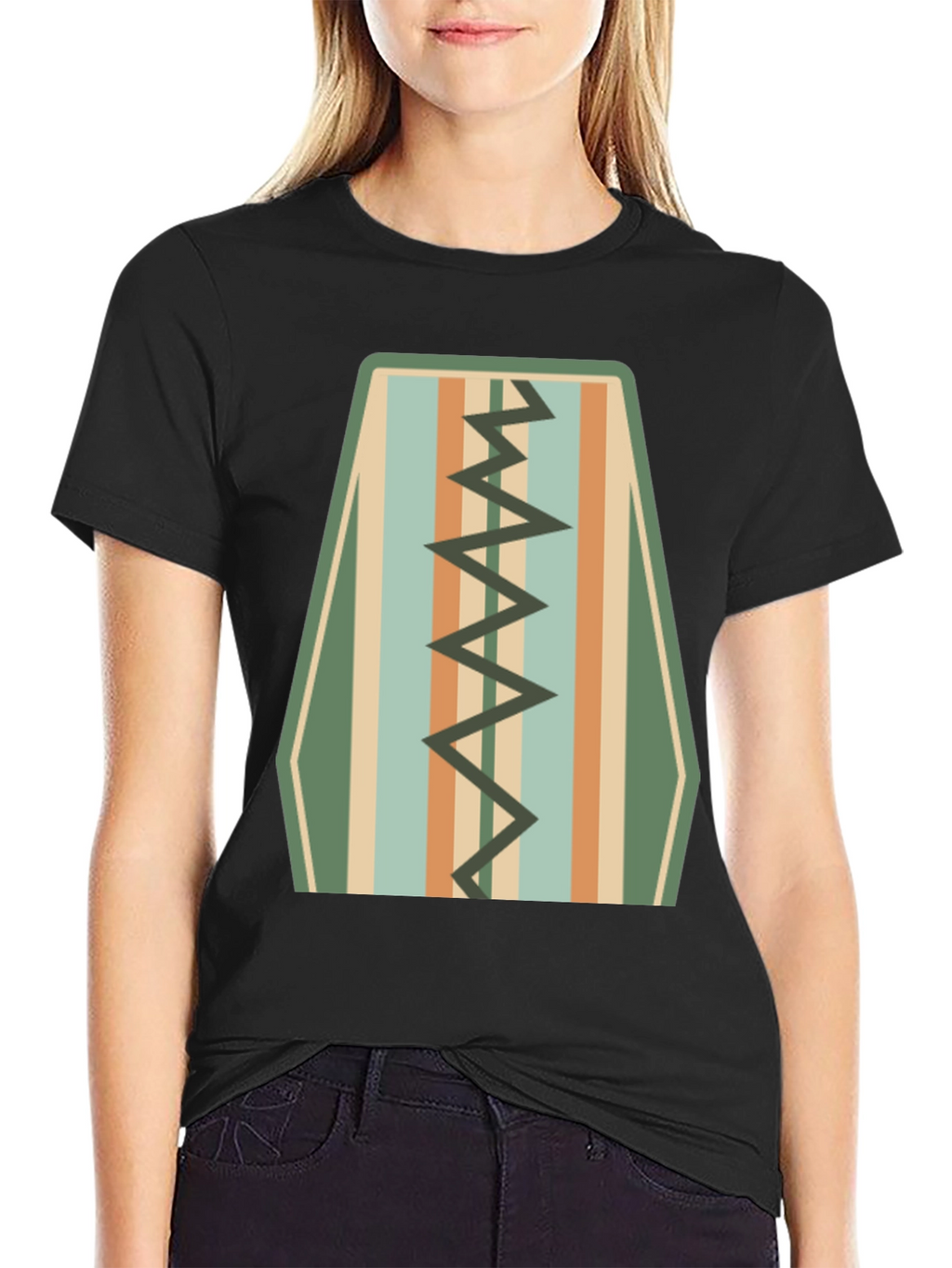 Retro Stripe Zigzag Graphic Tee - Cool Casual Style