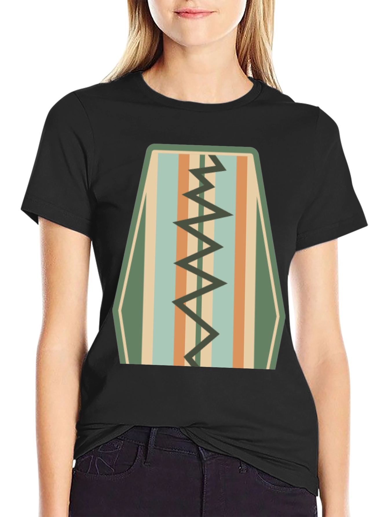 Retro Stripe Zigzag Graphic Tee - Cool Casual Style