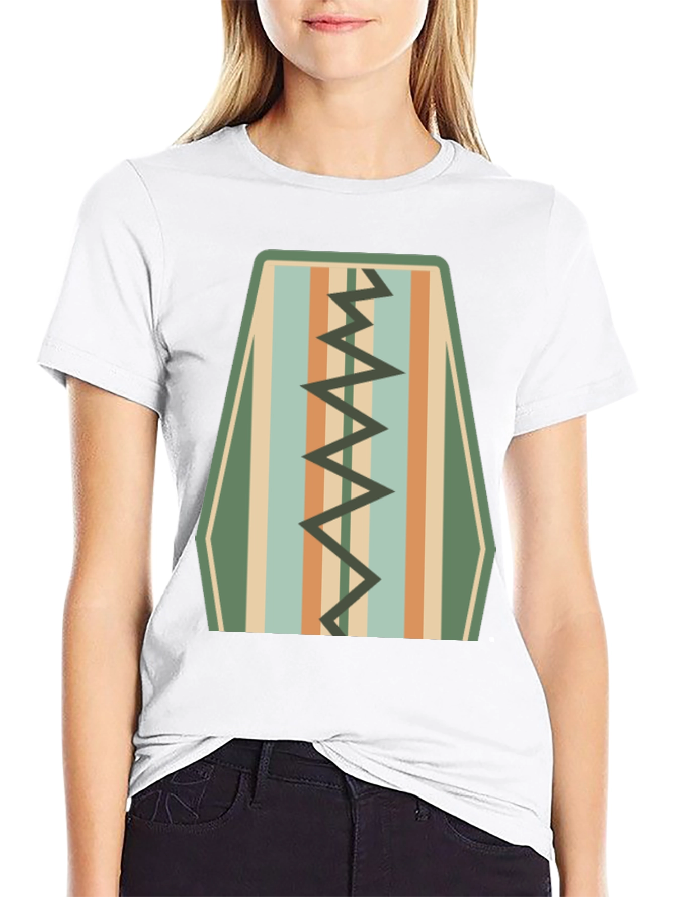 Retro Stripe Zigzag Graphic Tee - Cool Casual Style
