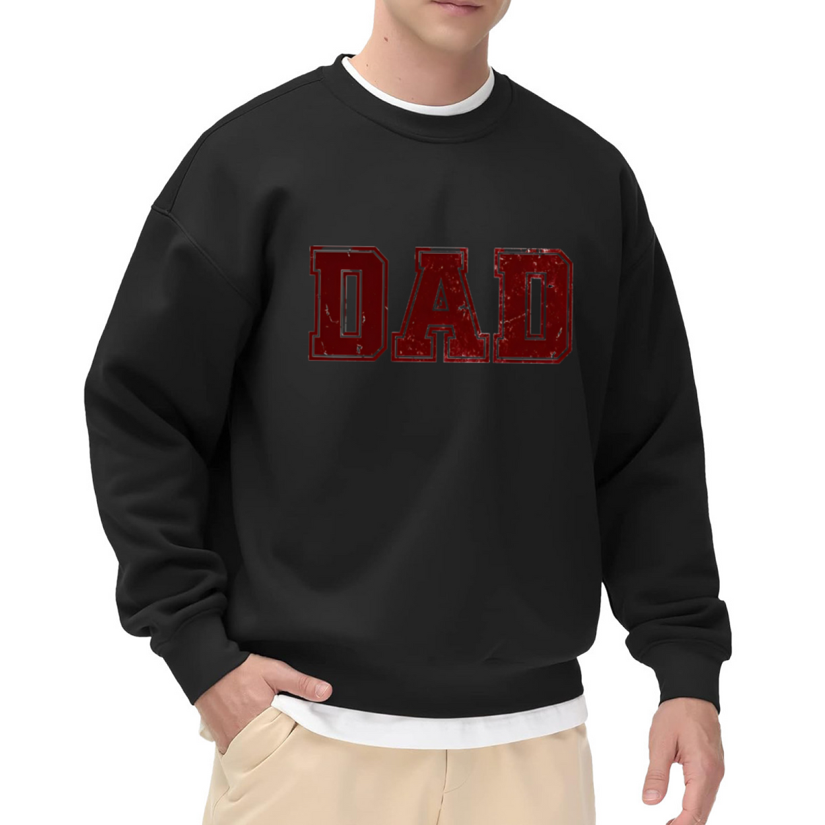 DAD Vintage Distressed Sweatshirt | Retro Worn Lettering Crewneck, Fathers Day Pullover Top, Dad Gift for Husband Grandpa