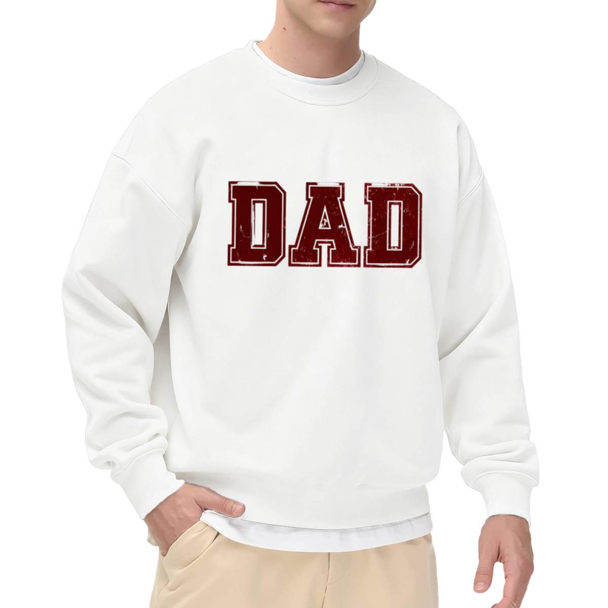 DAD Vintage Distressed Sweatshirt | Retro Worn Lettering Crewneck, Fathers Day Pullover Top, Dad Gift for Husband Grandpa