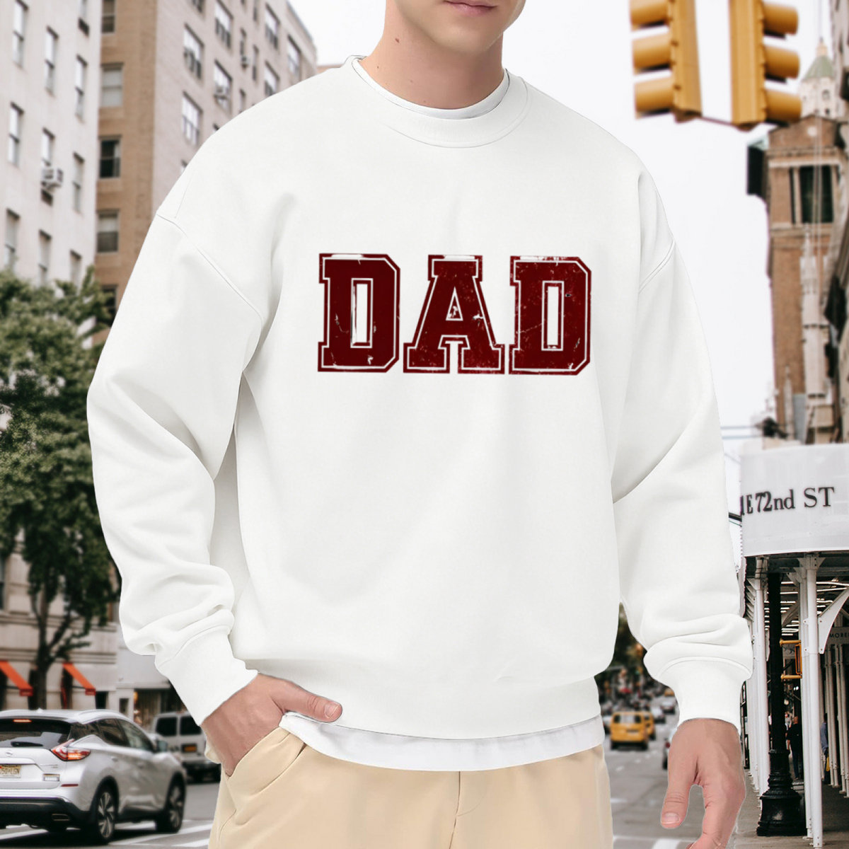 DAD Vintage Distressed Sweatshirt | Retro Worn Lettering Crewneck, Fathers Day Pullover Top, Dad Gift for Husband Grandpa