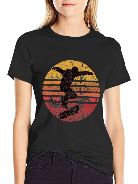 Retro Skater Graphic Tee - Cool Vintage Sunset Design