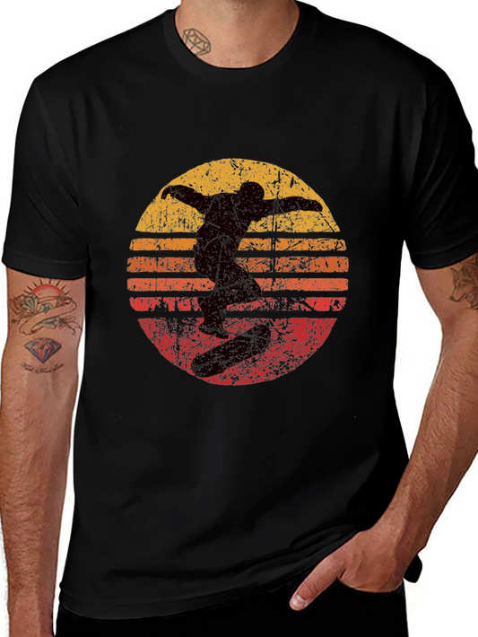 Retro Skater Graphic Tee - Cool Vintage Sunset Design