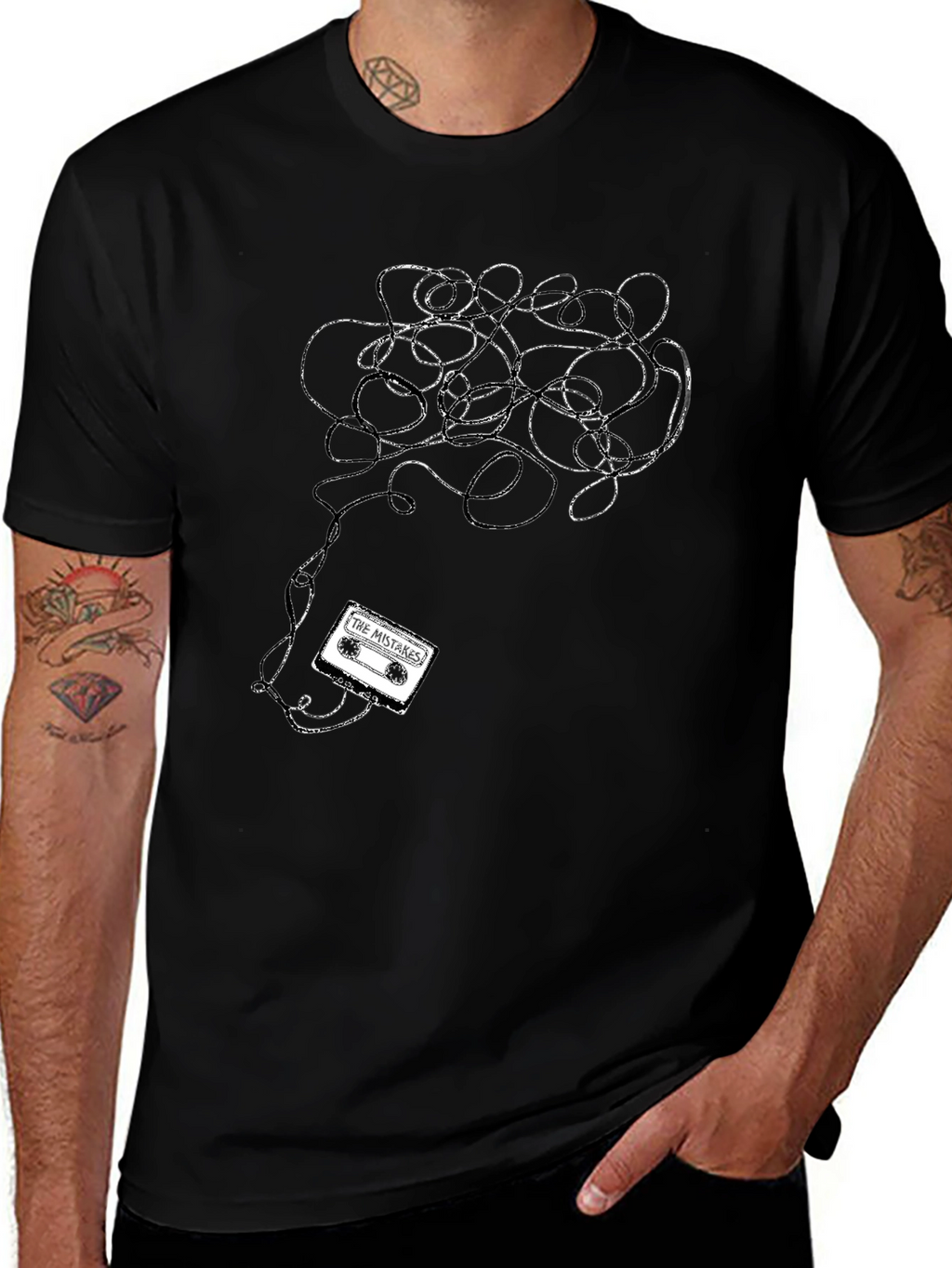 Tangled Tape Tee - Black Cotton Graphic T-Shirt