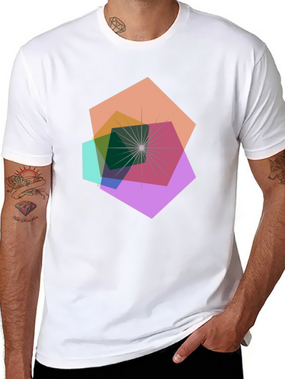 Geometric Abstract Design Black T-Shirt
