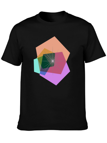 Geometric Abstract Design Black T-Shirt