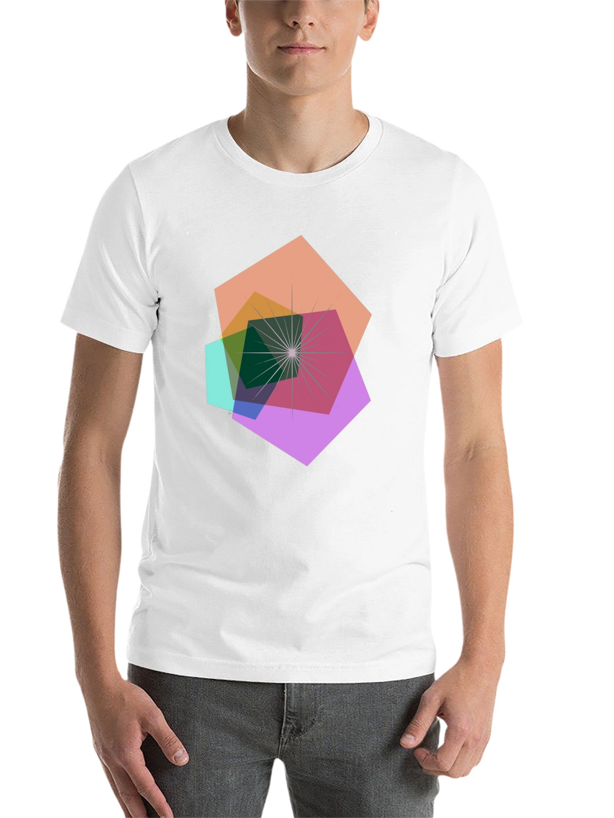 Geometric Abstract Design Black T-Shirt