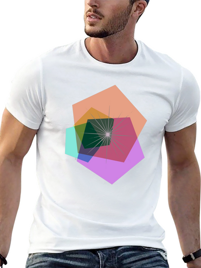 Geometric Abstract Design Black T-Shirt