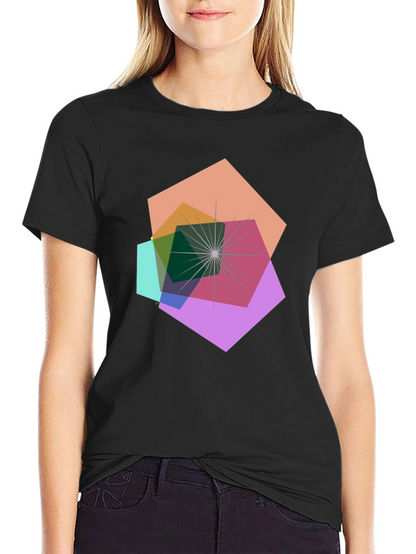 Geometric Abstract Design Black T-Shirt