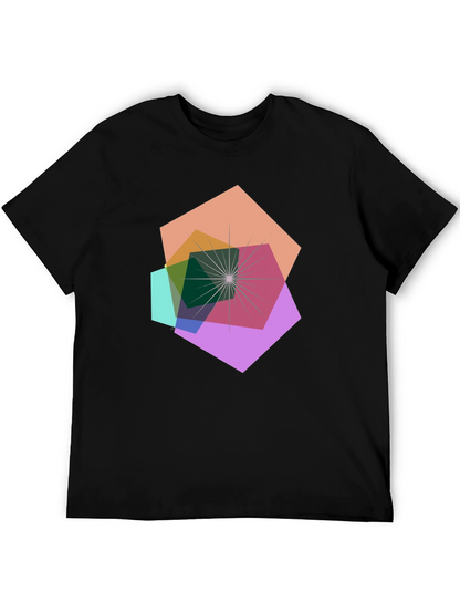 Geometric Abstract Design Black T-Shirt