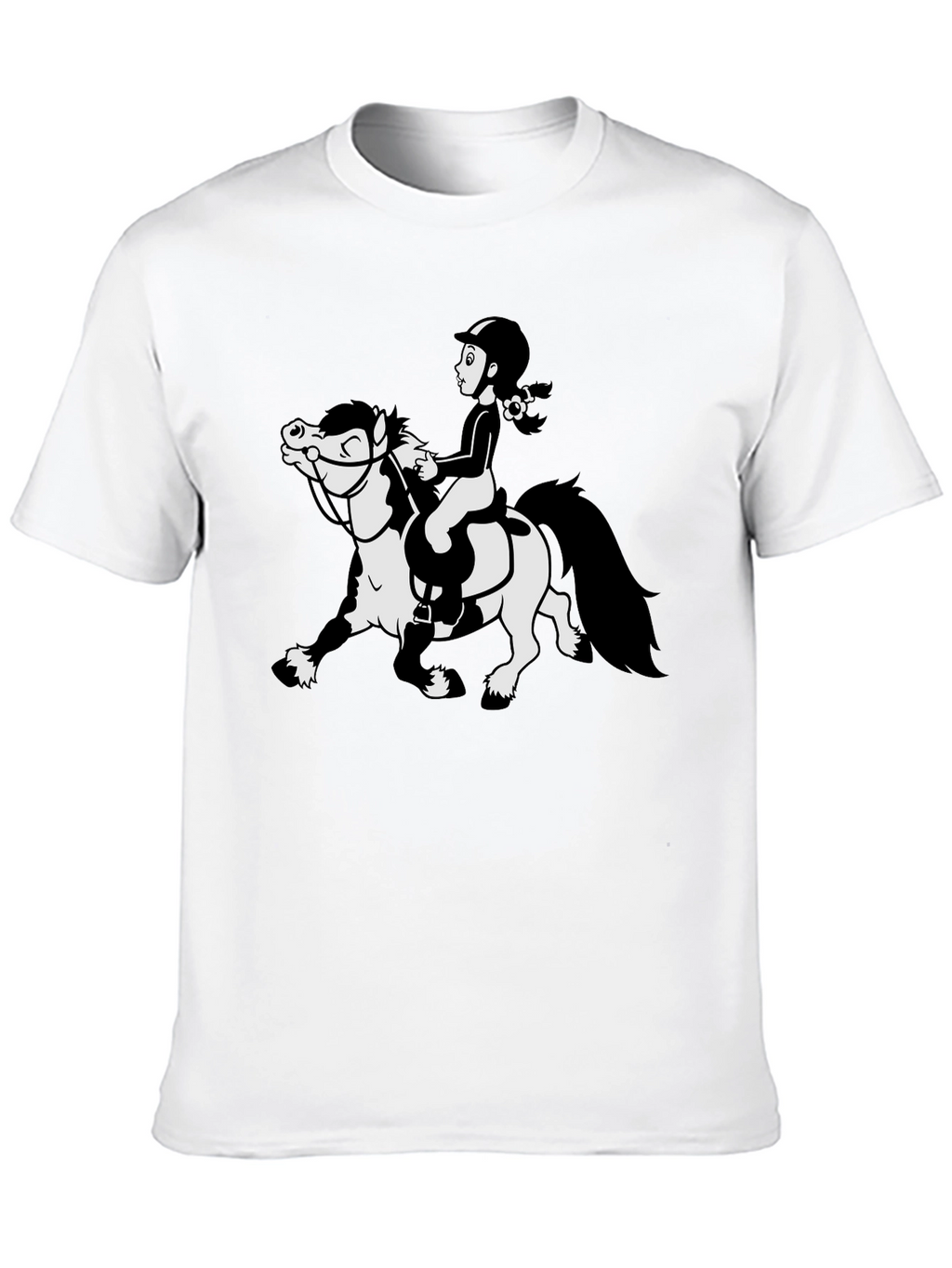 Cartoon Horse Riding Black T-Shirt