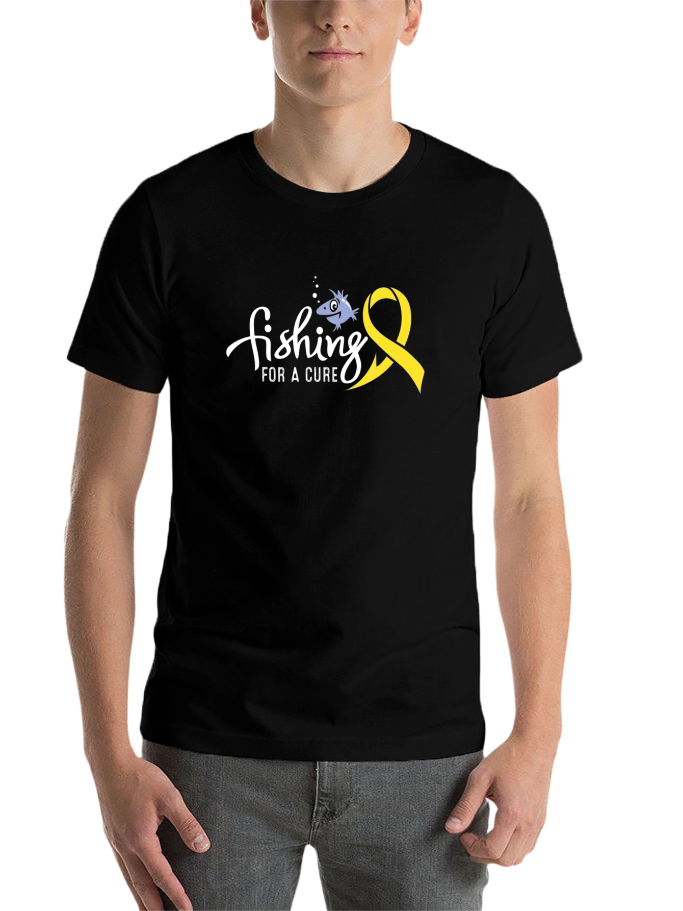 Fishing for a Cure T-Shirt - Childhood Cancer Awareness