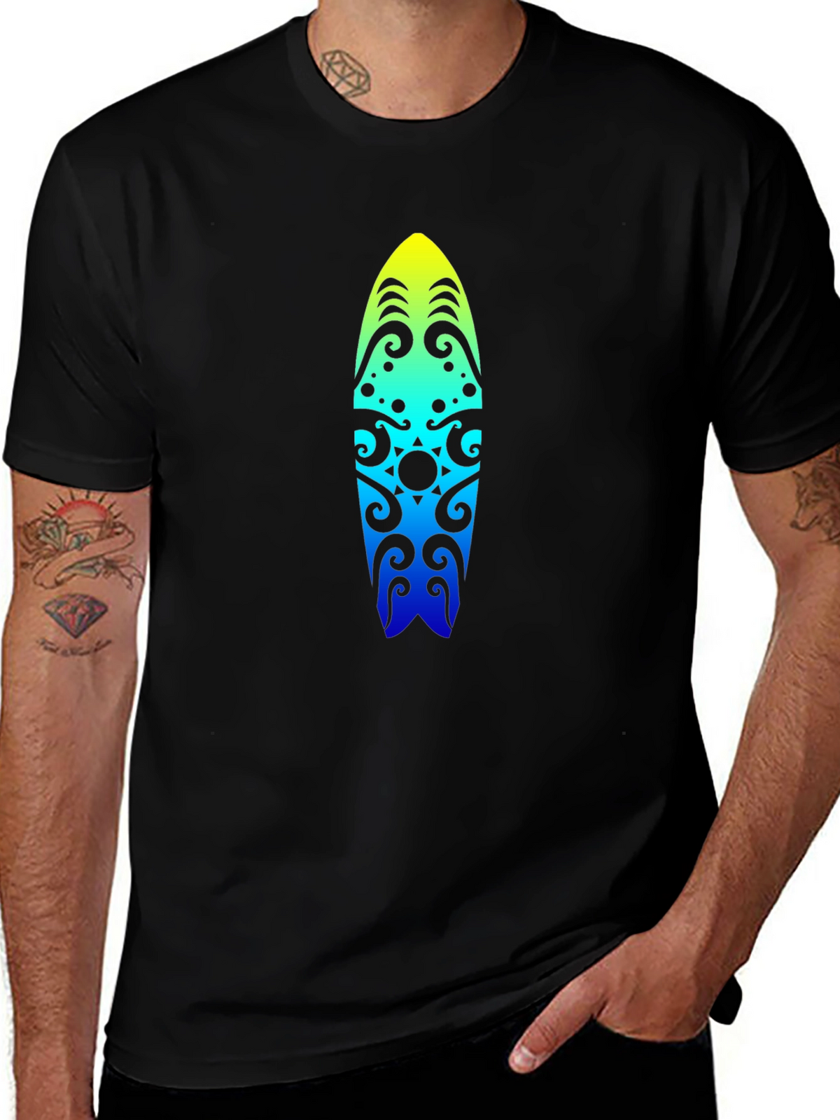 Surfboard Graphic Black T-Shirt