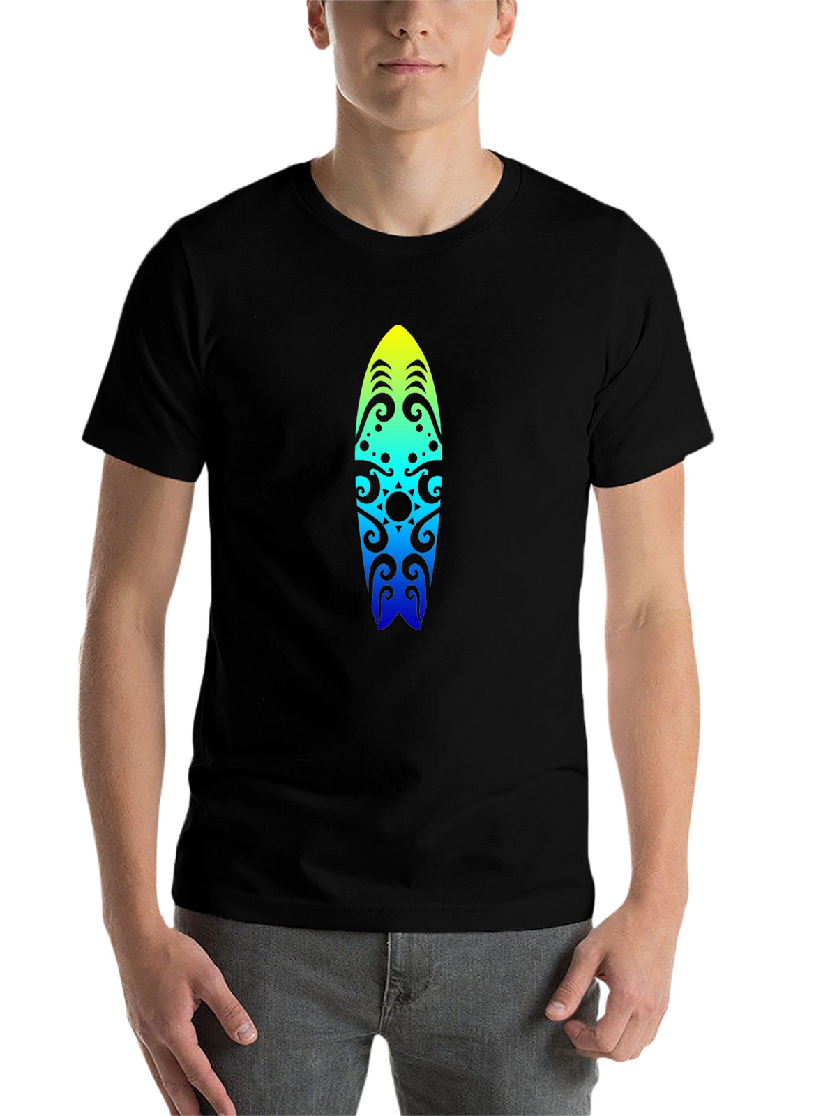 Surfboard Graphic Black T-Shirt