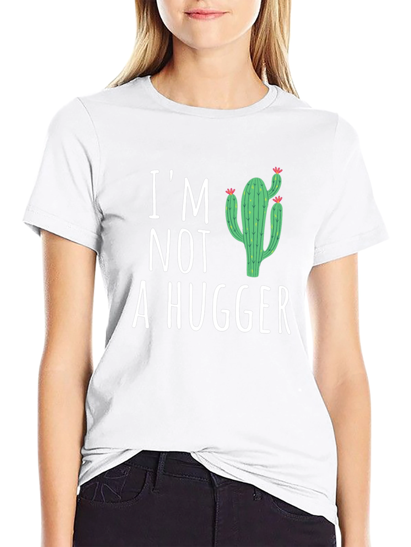 Im Not A Hugger Cactus Graphic T-Shirt