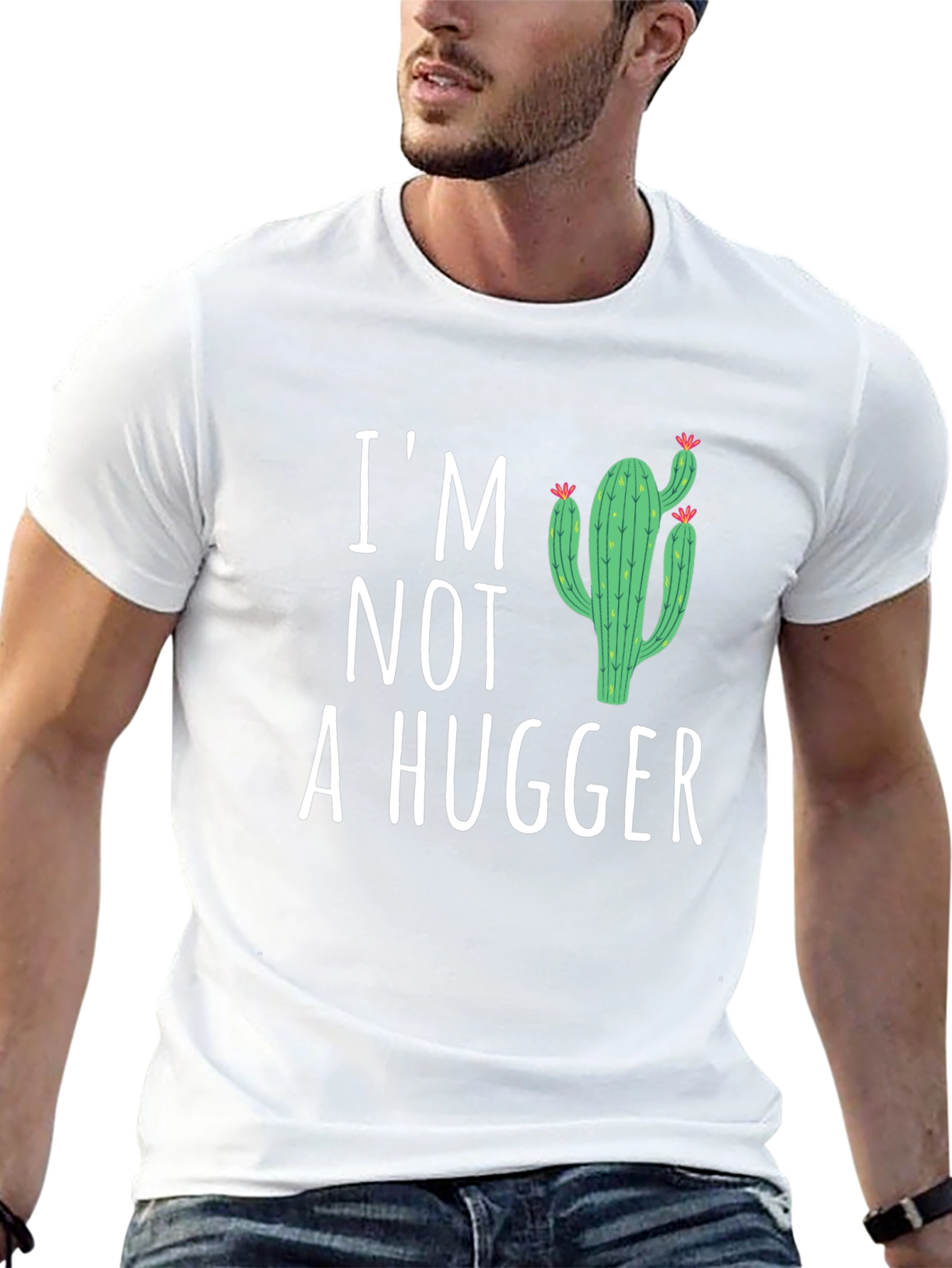 Im Not A Hugger Cactus Graphic T-Shirt