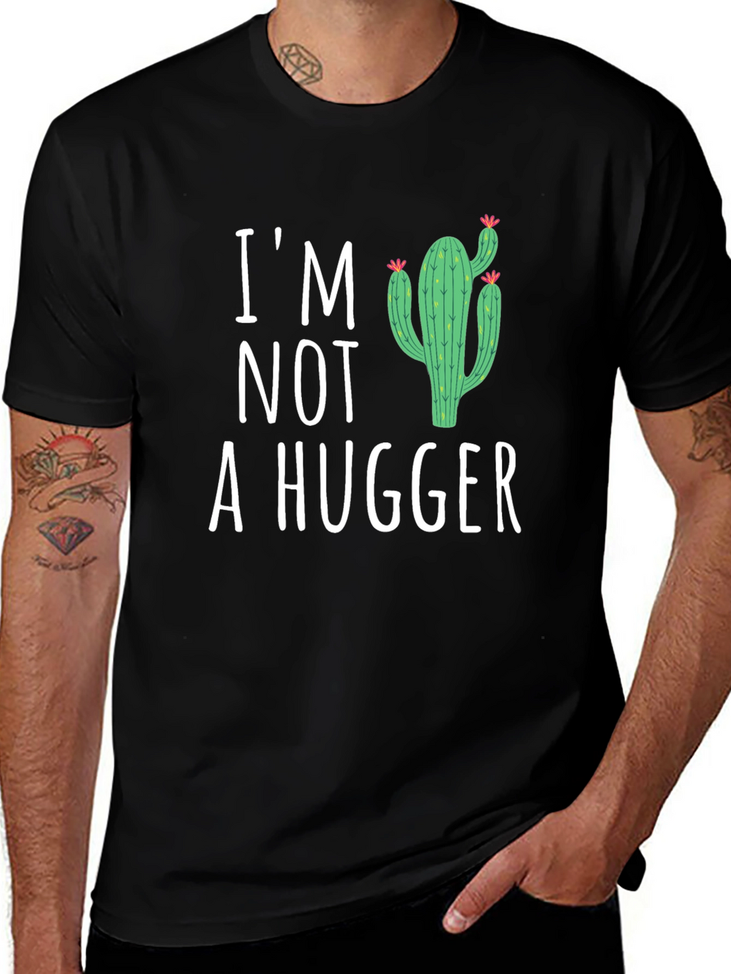 Im Not A Hugger Cactus Graphic T-Shirt