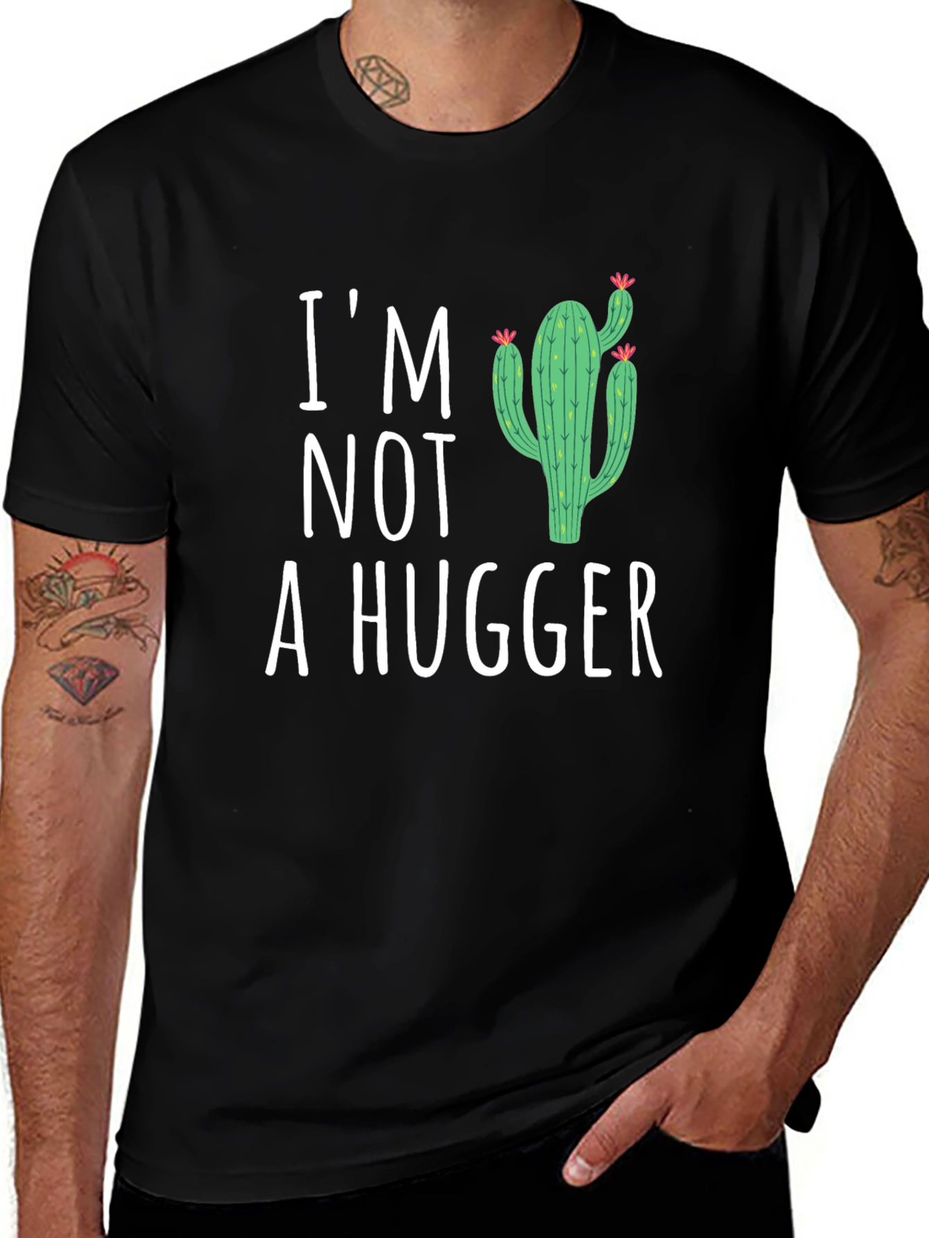 Im Not A Hugger Cactus Graphic T-Shirt