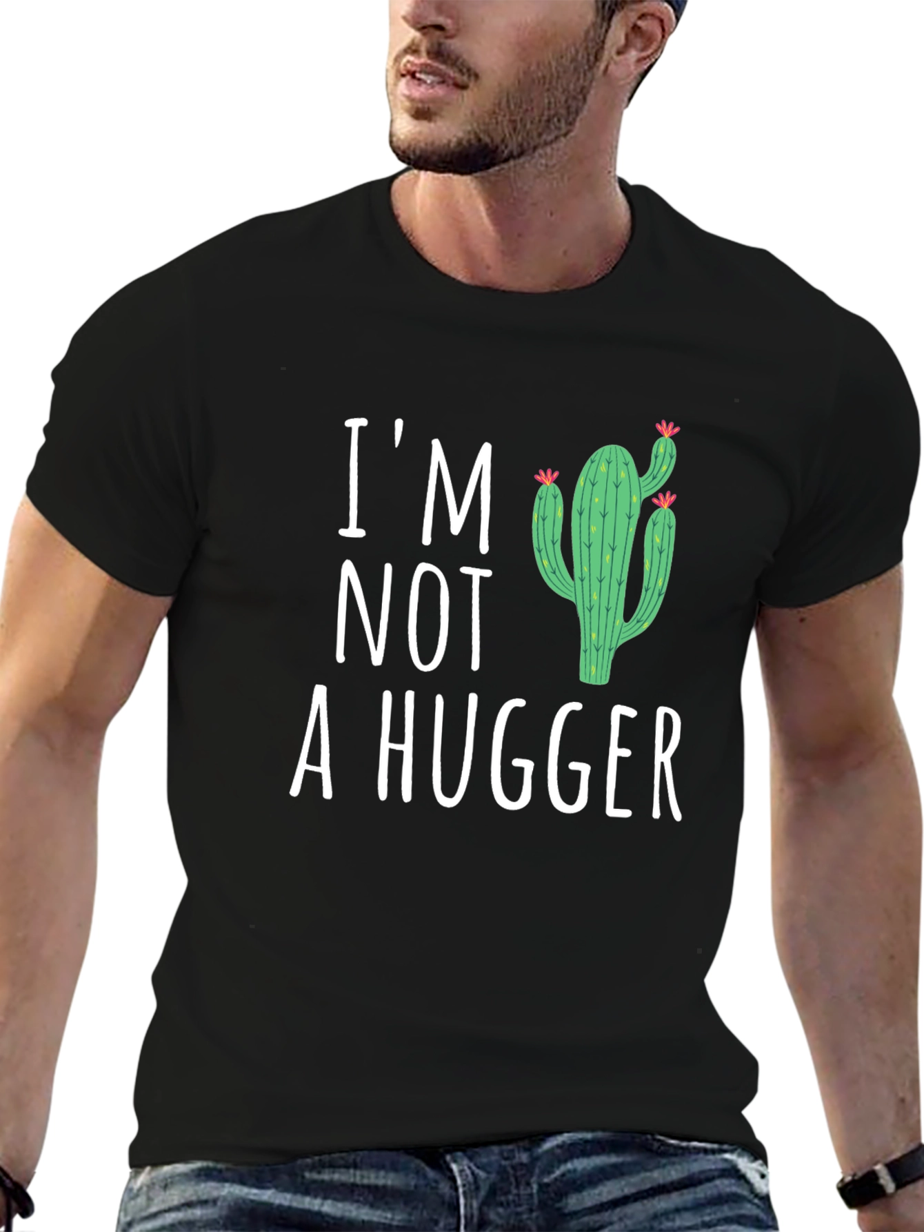 Im Not A Hugger Cactus Graphic T-Shirt