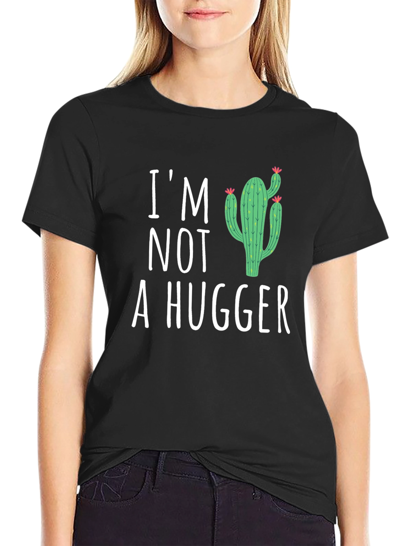Im Not A Hugger Cactus Graphic T-Shirt