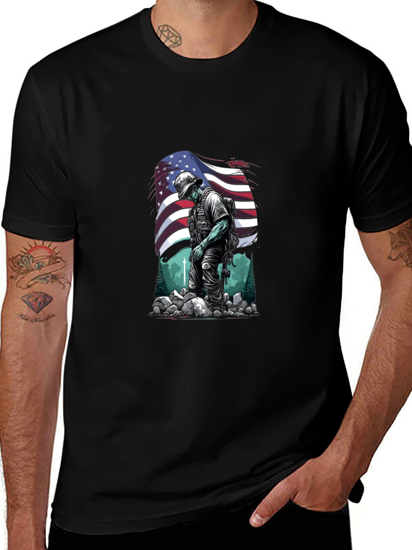 American Soldier Graphic T-Shirt - Patriotic Design