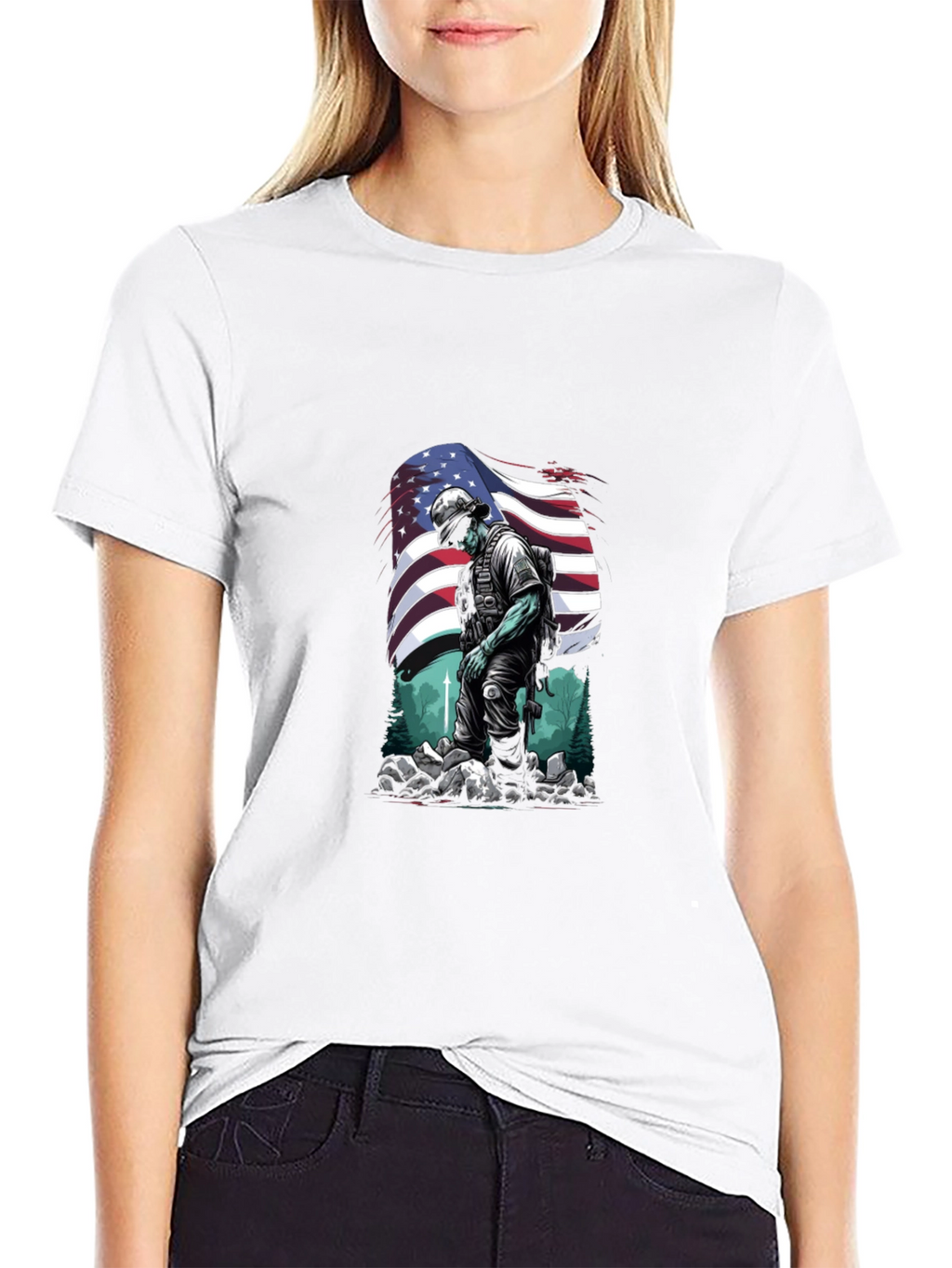 American Soldier Graphic T-Shirt - Patriotic Design