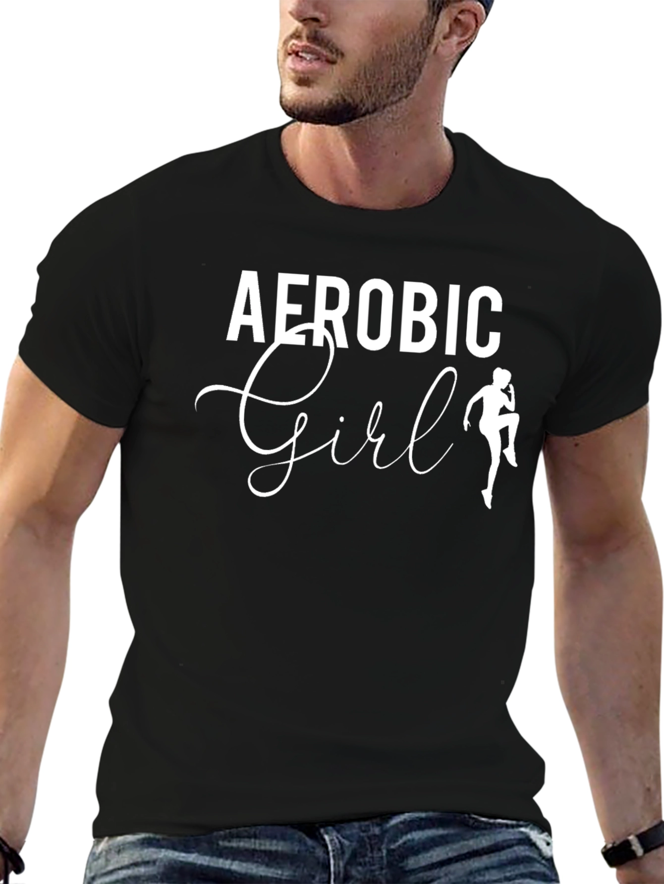 Aerobic Girl Black T-Shirt - Workout Fashion