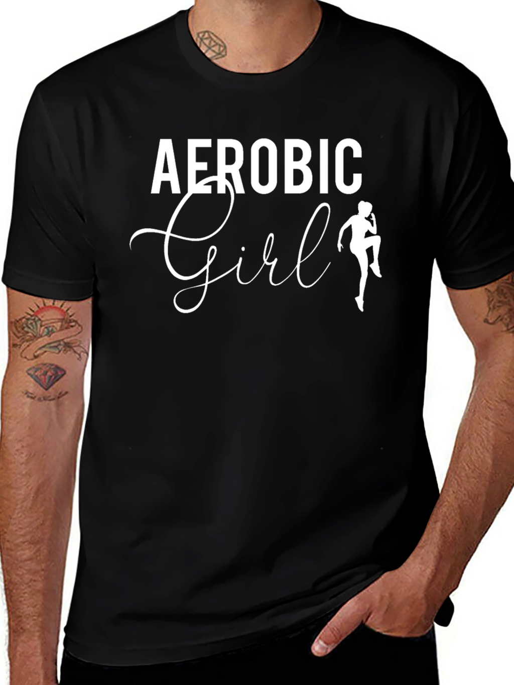 Aerobic Girl Black T-Shirt - Workout Fashion