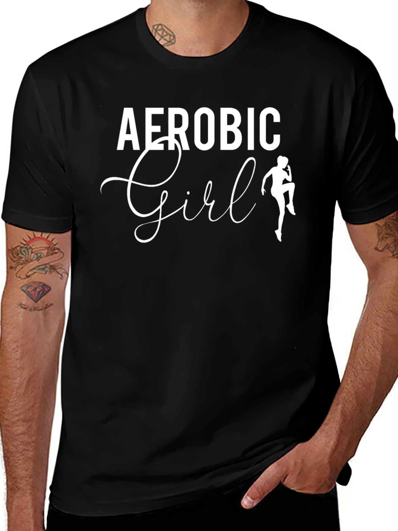 Aerobic Girl Black T-Shirt - Workout Fashion