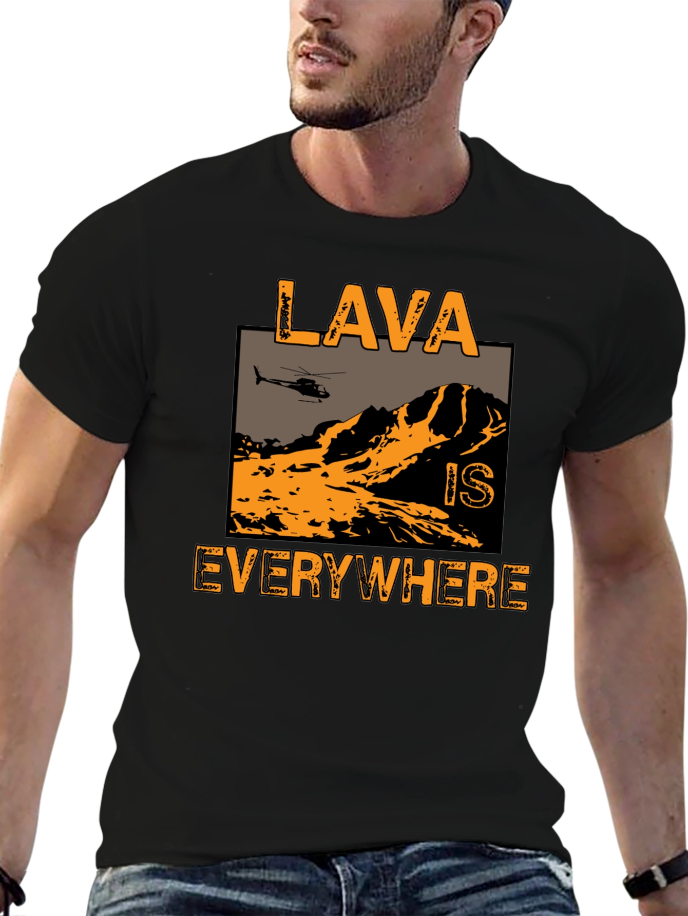 Lava is Everywhere Graphic T-Shirt - Black Cotton Blend