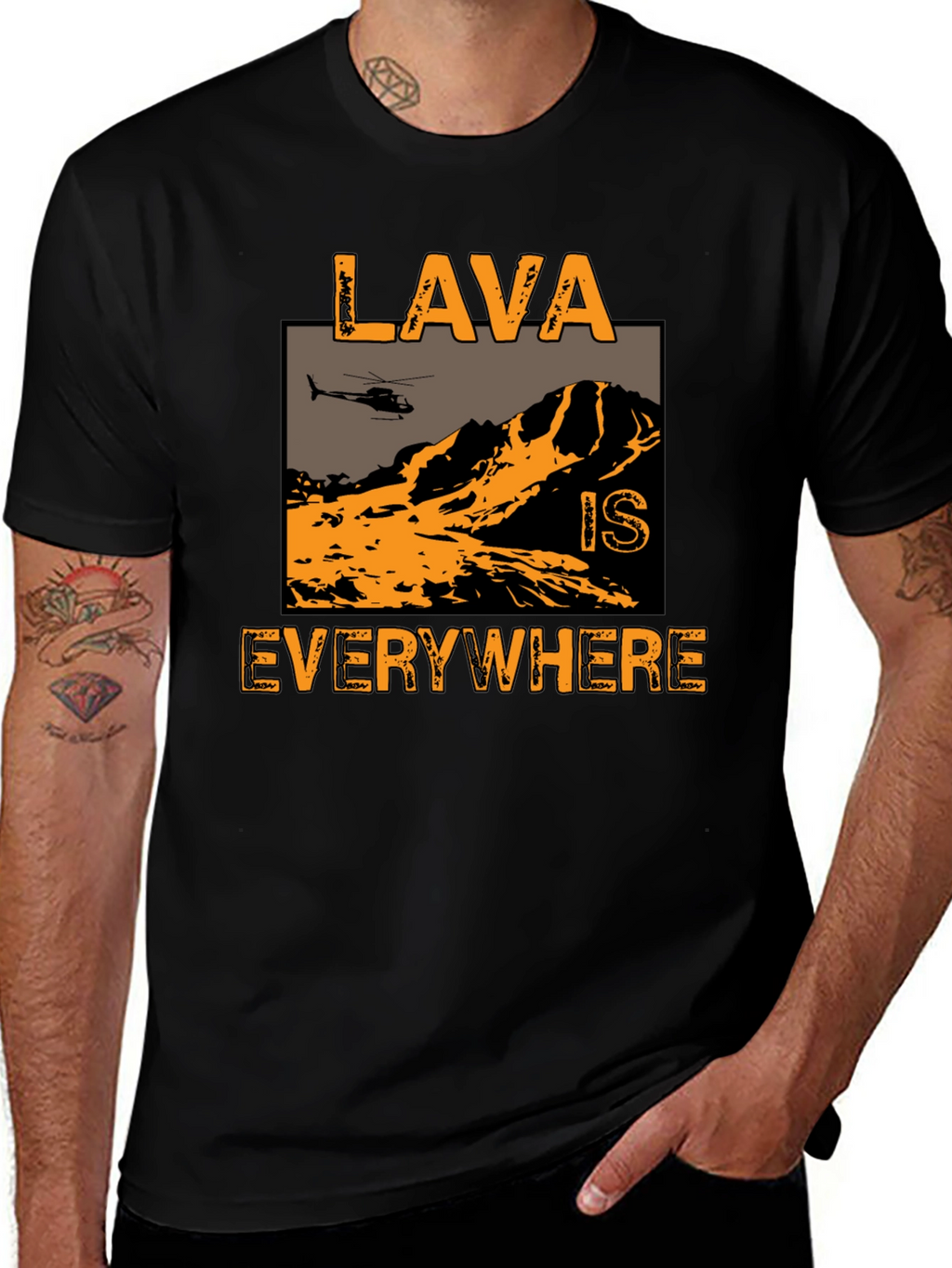 Lava is Everywhere Graphic T-Shirt - Black Cotton Blend