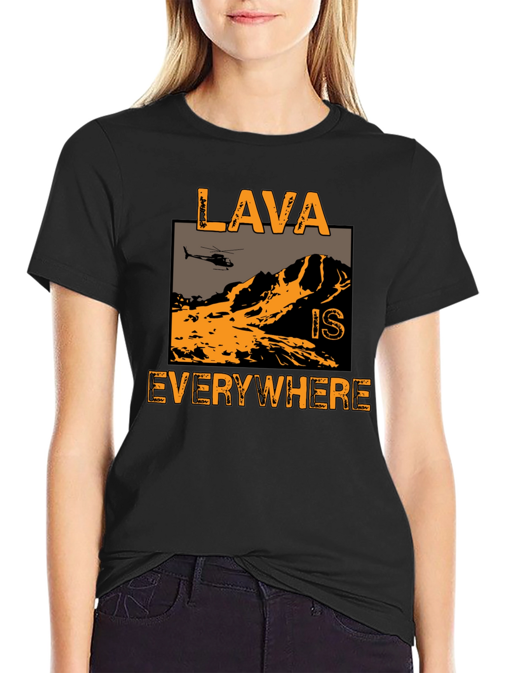 Lava is Everywhere Graphic T-Shirt - Black Cotton Blend