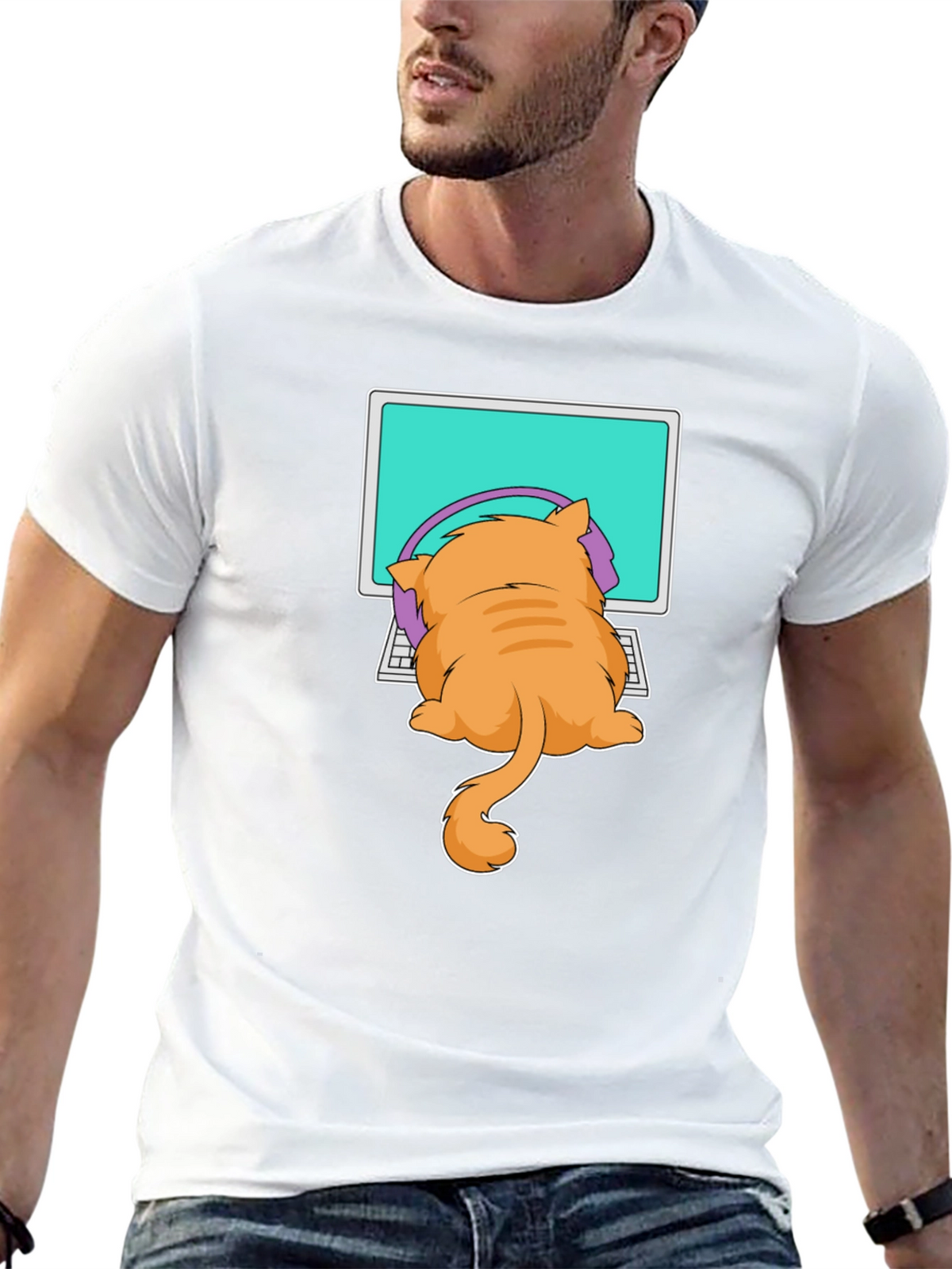 Cat Gamer T-Shirt - Funny Kitten Computer Tee