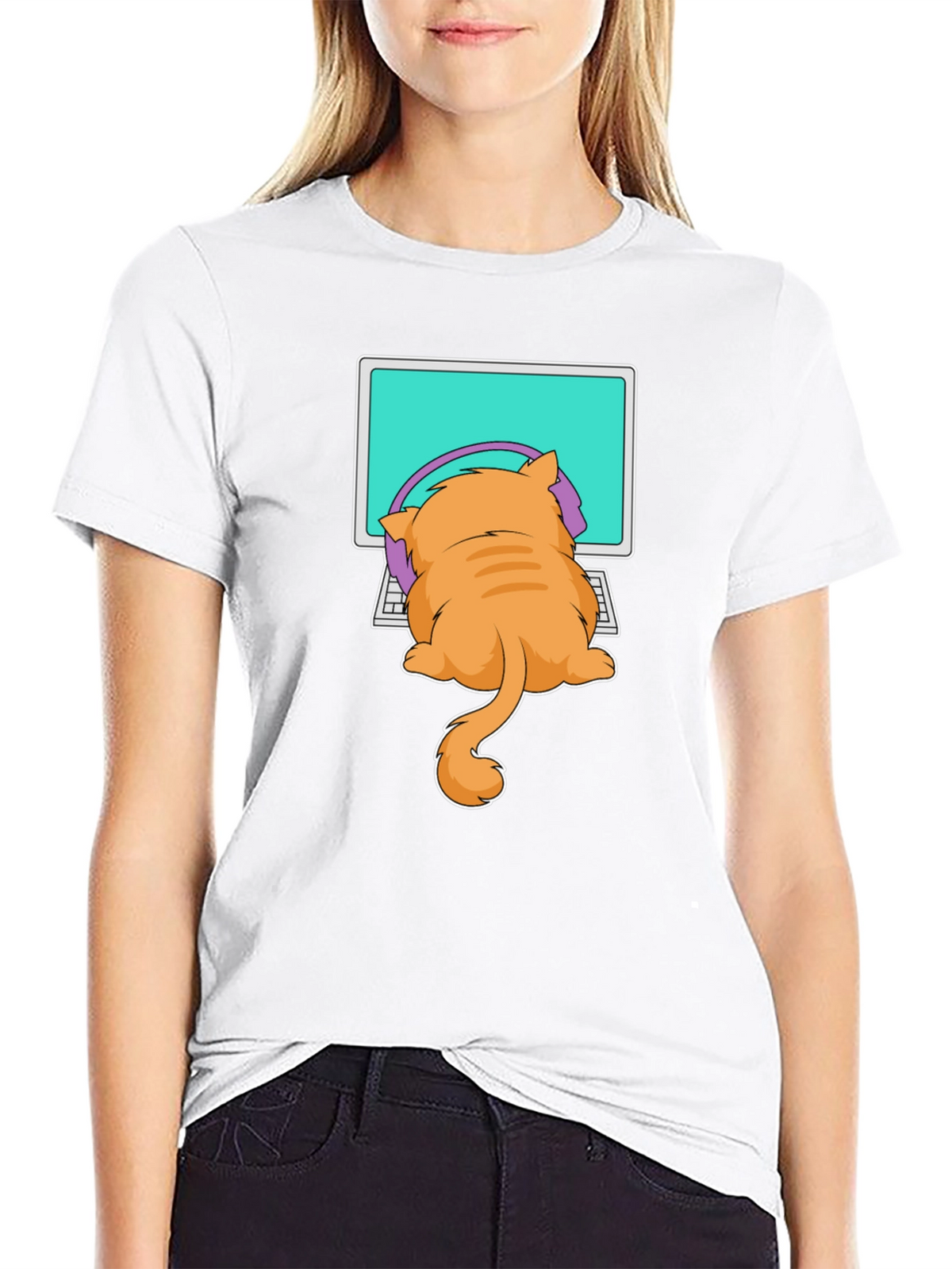 Cat Gamer T-Shirt - Funny Kitten Computer Tee