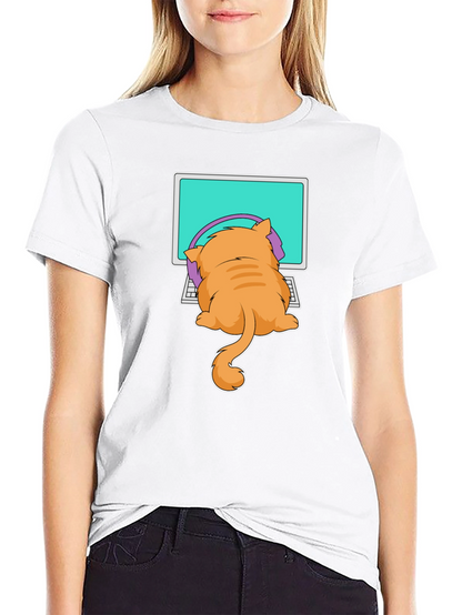 Cat Gamer T-Shirt - Funny Kitten Computer Tee