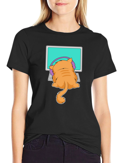 Cat Gamer T-Shirt - Funny Kitten Computer Tee