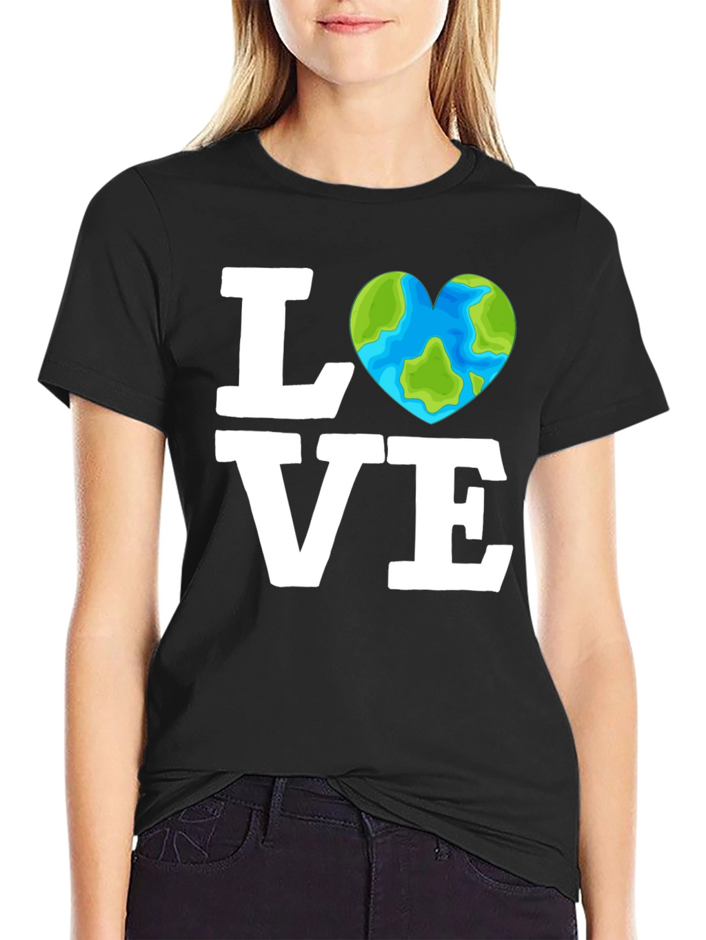 Love the Earth Tee - Heart Globe Graphic T-Shirt