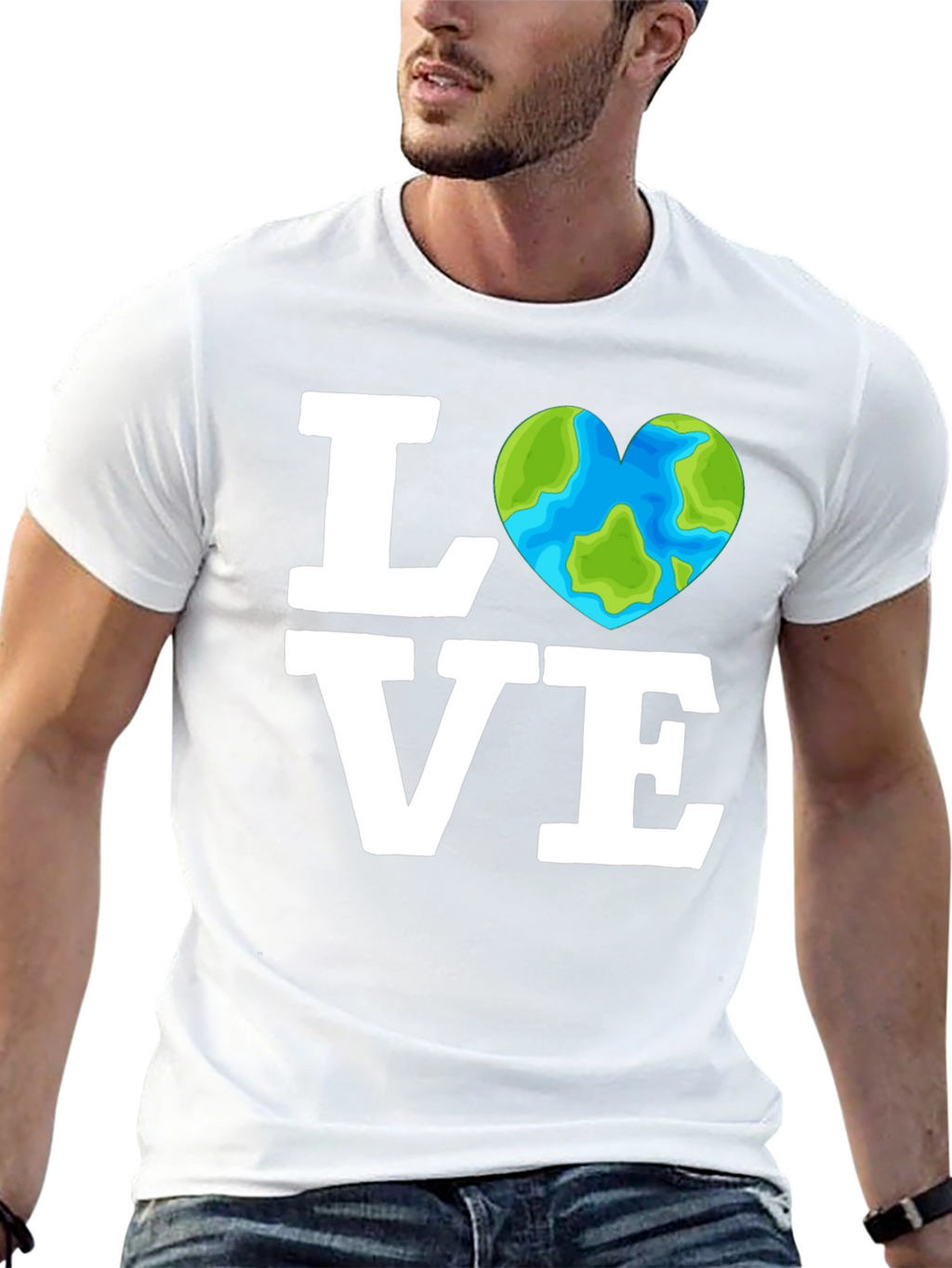 Love the Earth Tee - Heart Globe Graphic T-Shirt