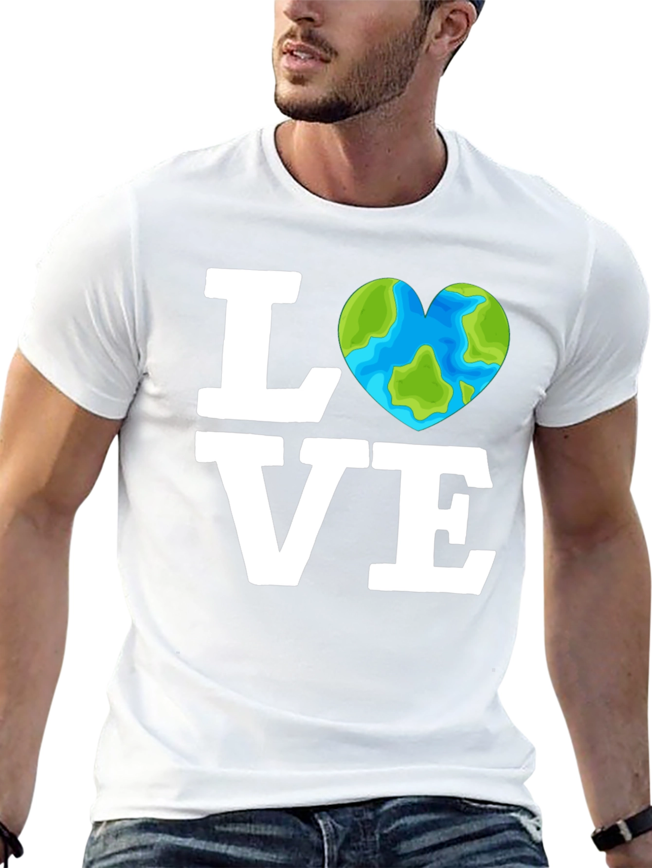 Love the Earth Tee - Heart Globe Graphic T-Shirt