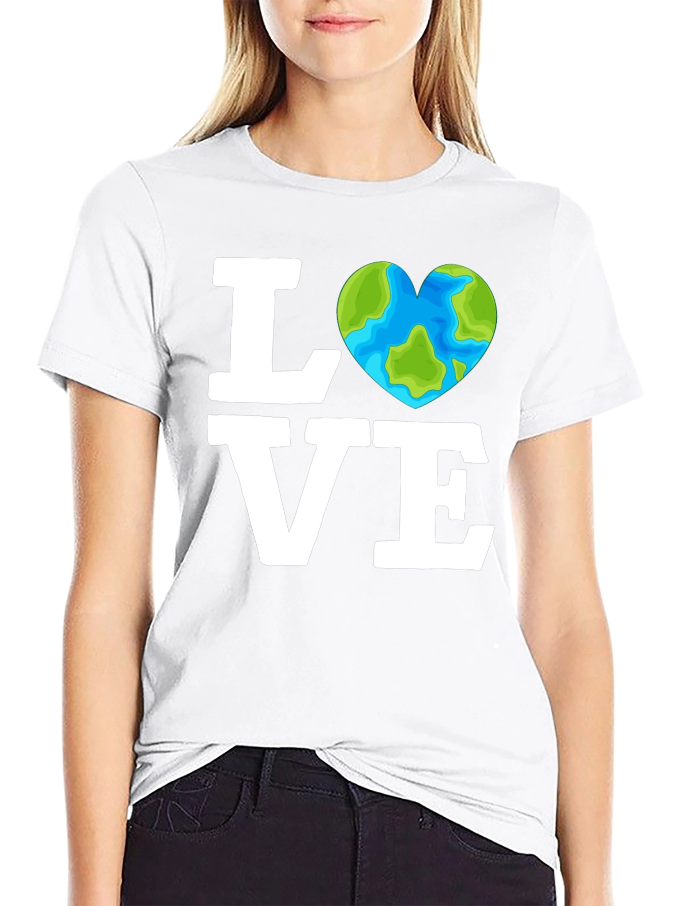 Love the Earth Tee - Heart Globe Graphic T-Shirt