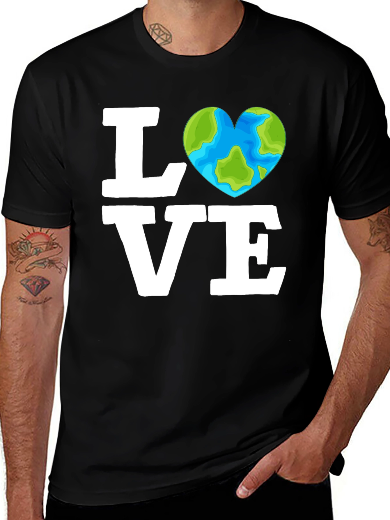 Love the Earth Tee - Heart Globe Graphic T-Shirt