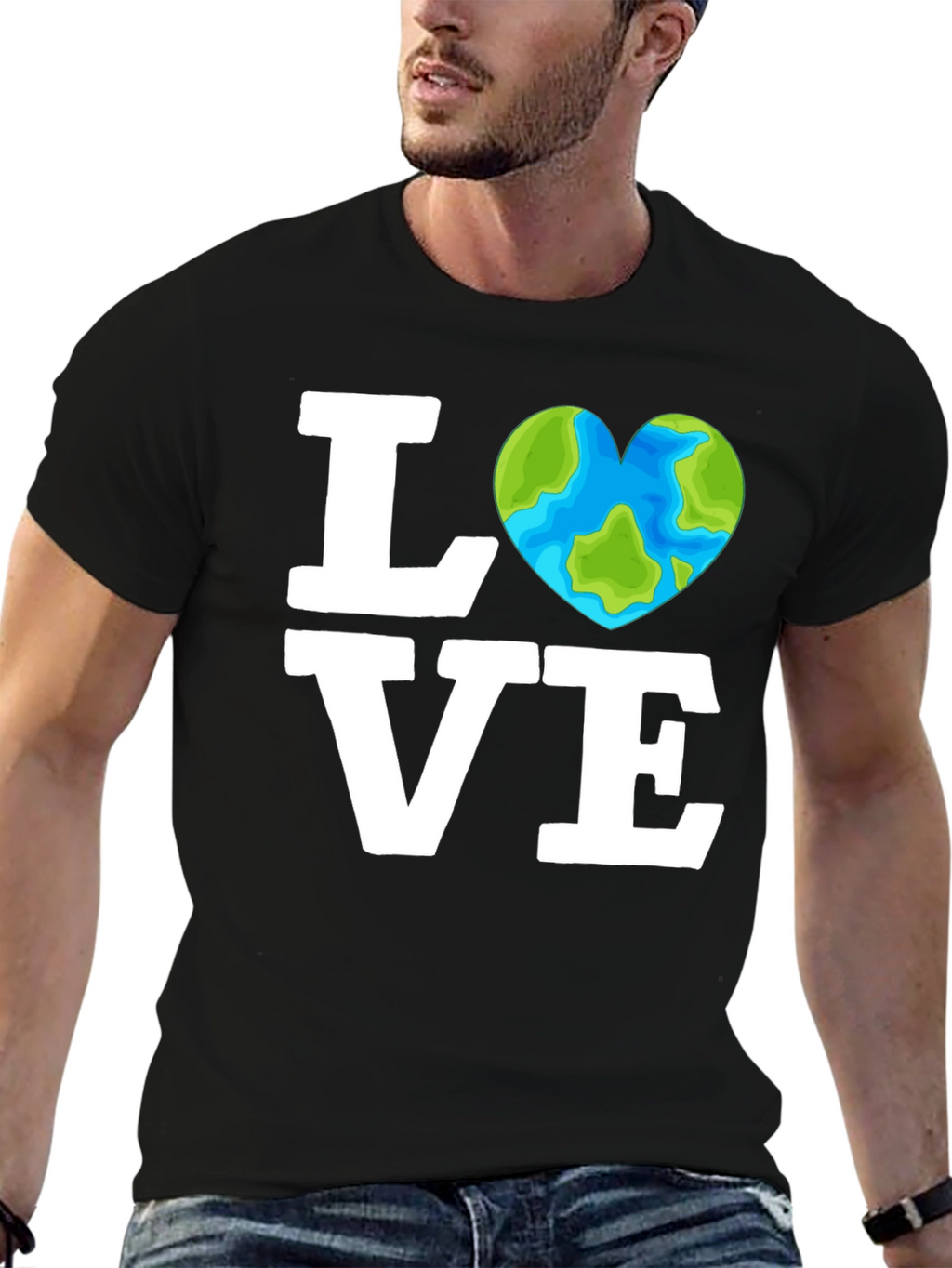Love the Earth Tee - Heart Globe Graphic T-Shirt