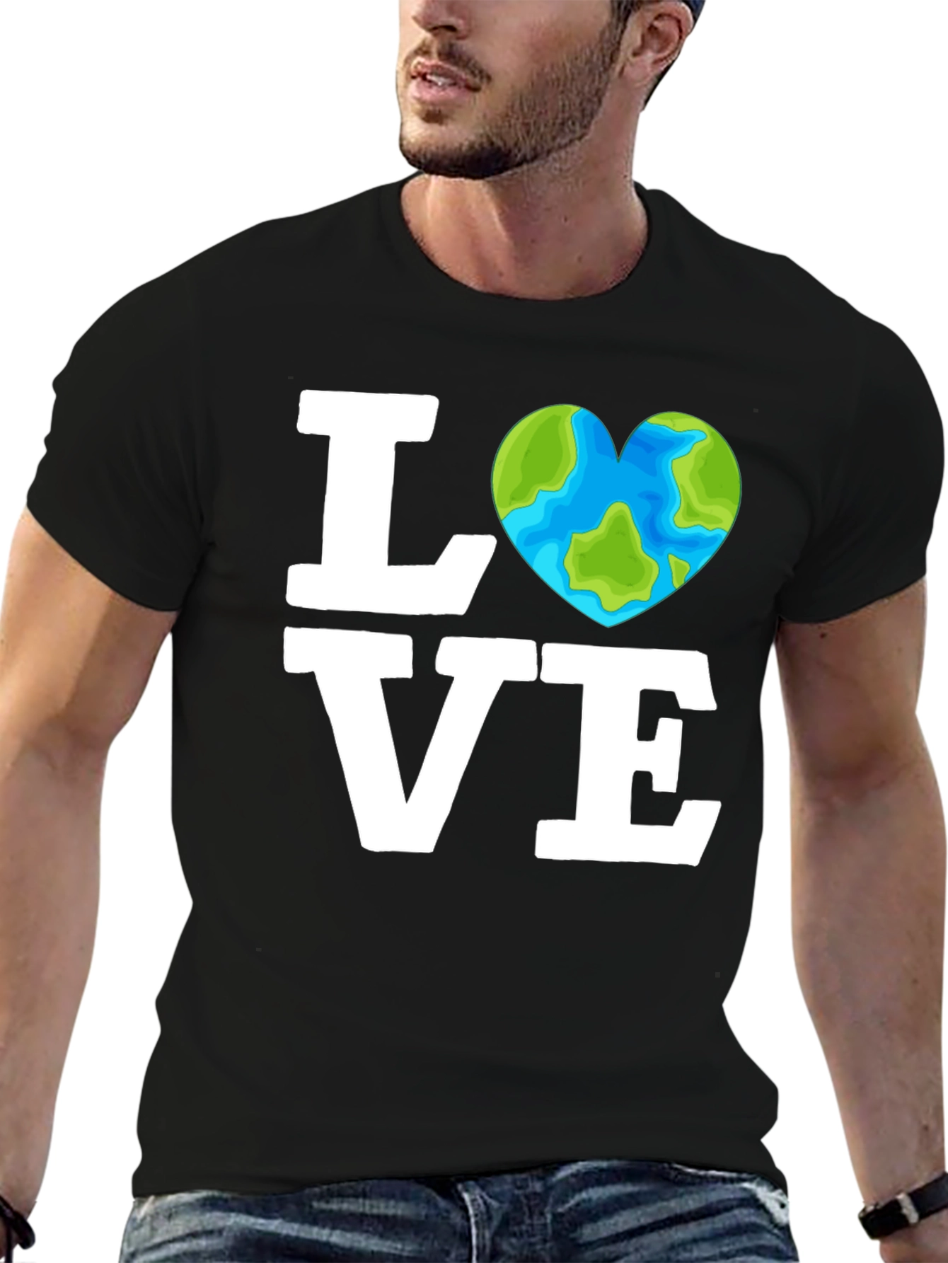 Love the Earth Tee - Heart Globe Graphic T-Shirt